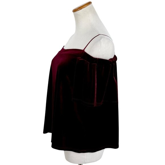 Burgundy Velvet Off-Shoulder Top | Luxe Date Night Holiday Party Y2K Goth Glam M - Picture 4 of 12